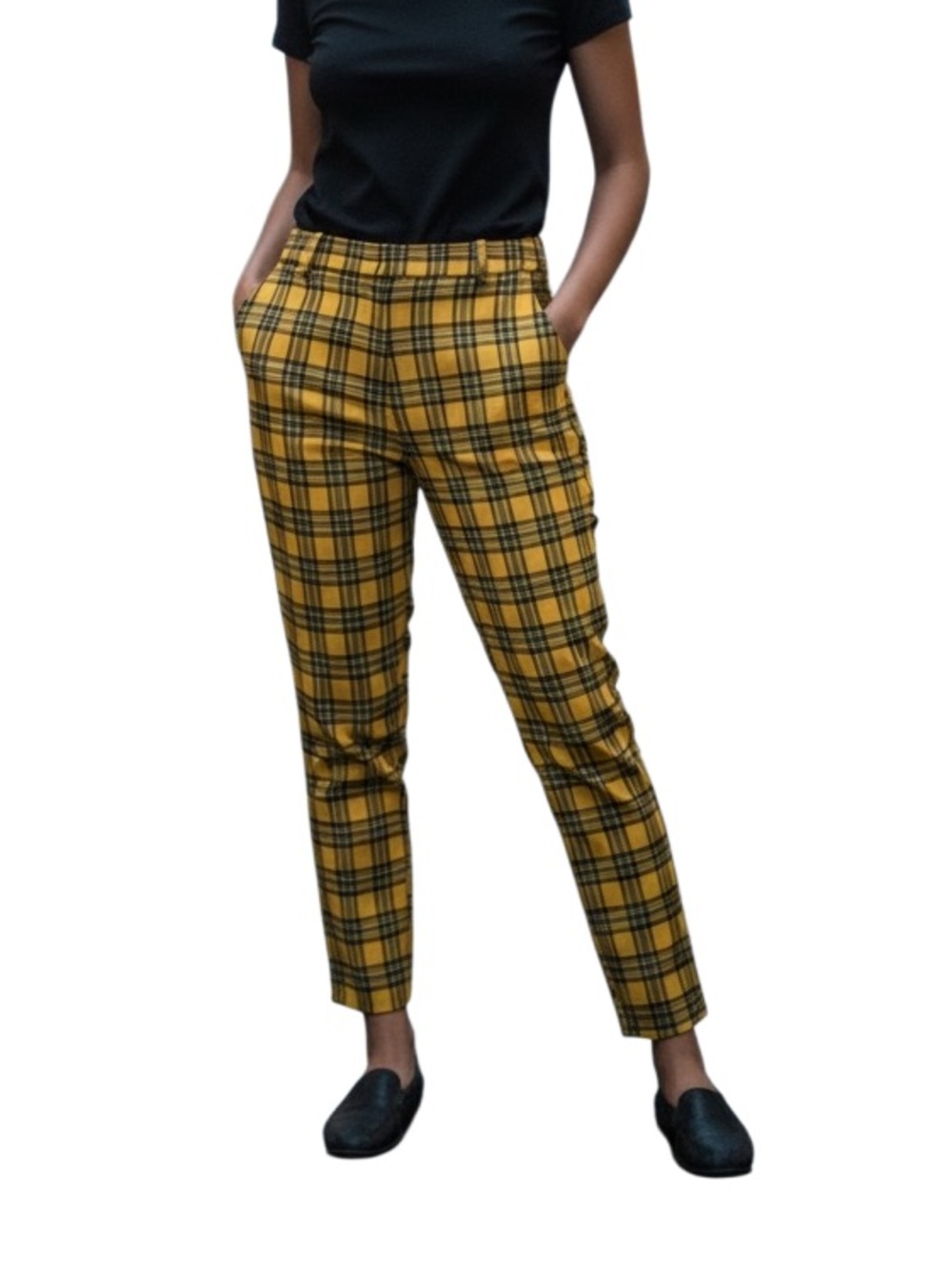 Hot Topic Yellow plaid pants XL with back elastic waist